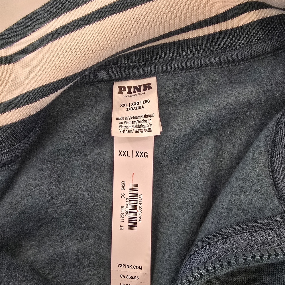 PINK Victoria's Secret Teal Quarter-Zip Pullover Size Xxl Nwt - Picture 7 of 7